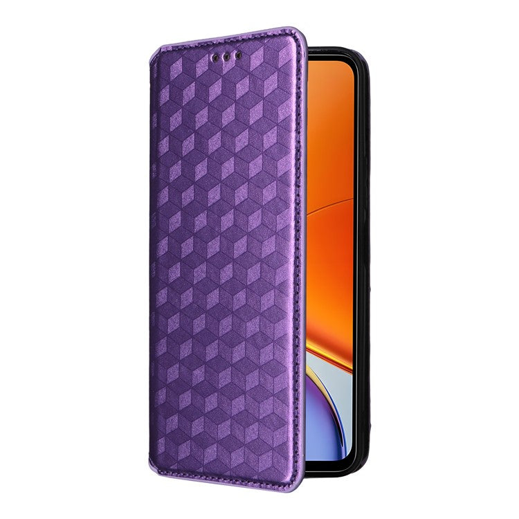 For vivo Y39 5G / Y300i 5G Case Wallet Rhombus Imprinted Leather Phone Cover - Purple