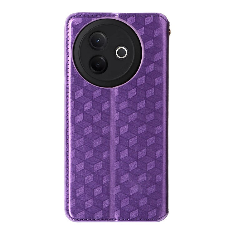 For vivo Y39 5G / Y300i 5G Case Wallet Rhombus Imprinted Leather Phone Cover - Purple