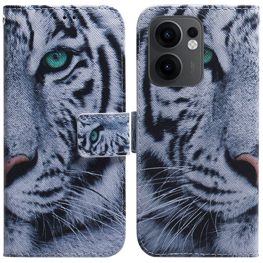 For Oppo Reno13 F 5G Wallet Case Pattern Print Leather Phone Cover - Tiger
