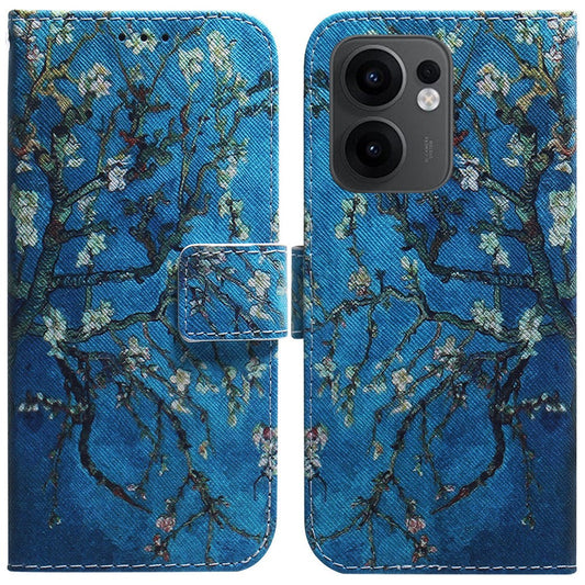 For Oppo Reno13 F 5G Wallet Case Pattern Print Leather Phone Cover - Apricot Flowers