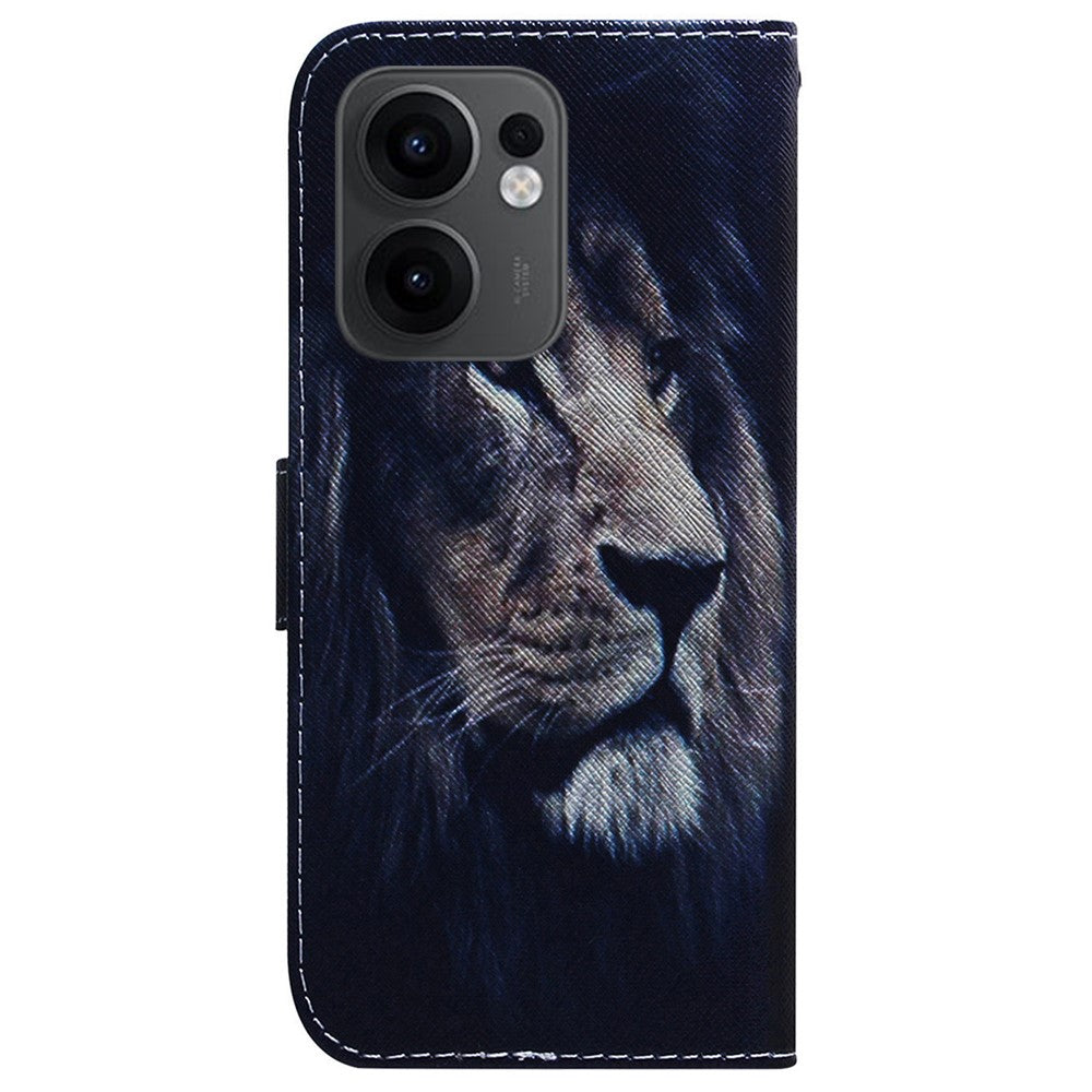 For Oppo Reno13 F 5G Wallet Case Pattern Print Leather Phone Cover - Lion