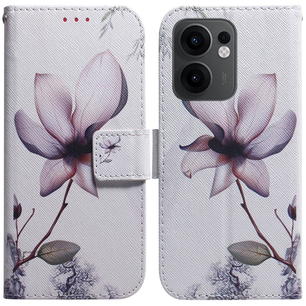 For Oppo Reno13 F 5G Wallet Case Pattern Print Leather Phone Cover - Pink Flower
