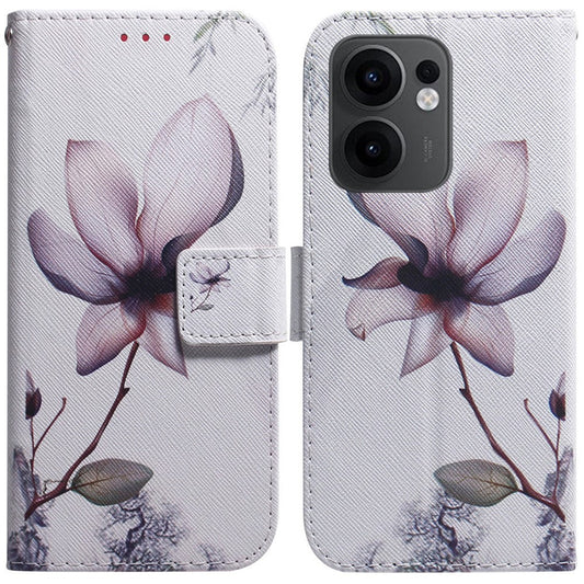 For Oppo Reno13 F 5G Wallet Case Pattern Print Leather Phone Cover - Pink Flower
