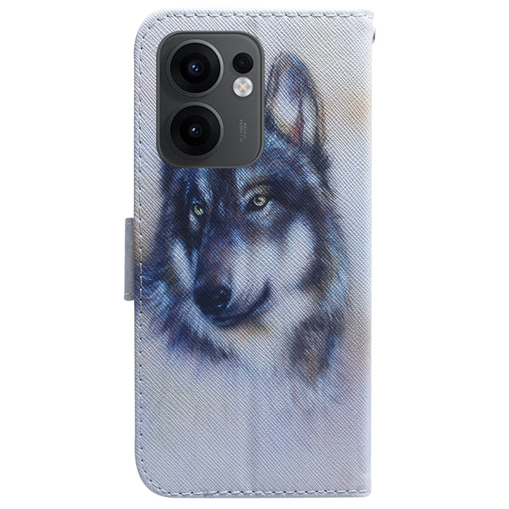 For Oppo Reno13 F 5G Wallet Case Pattern Print Leather Phone Cover - Wolf