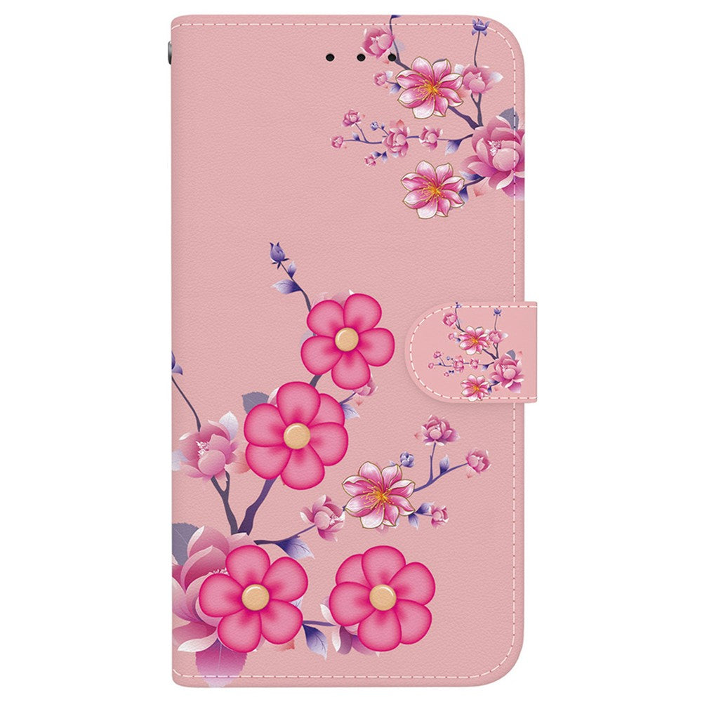 For Oppo Reno13 F 5G Wallet Phone Case Anti-Drop Leather Flip Cover Pattern Printing - Sakura