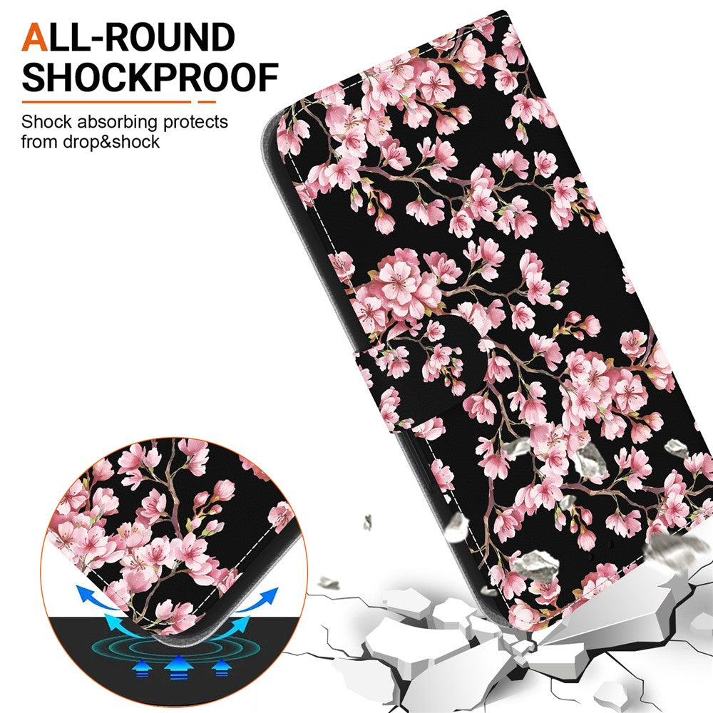 For Oppo Reno13 F 5G Wallet Phone Case Anti-Drop Leather Flip Cover Pattern Printing - Plum Blossom