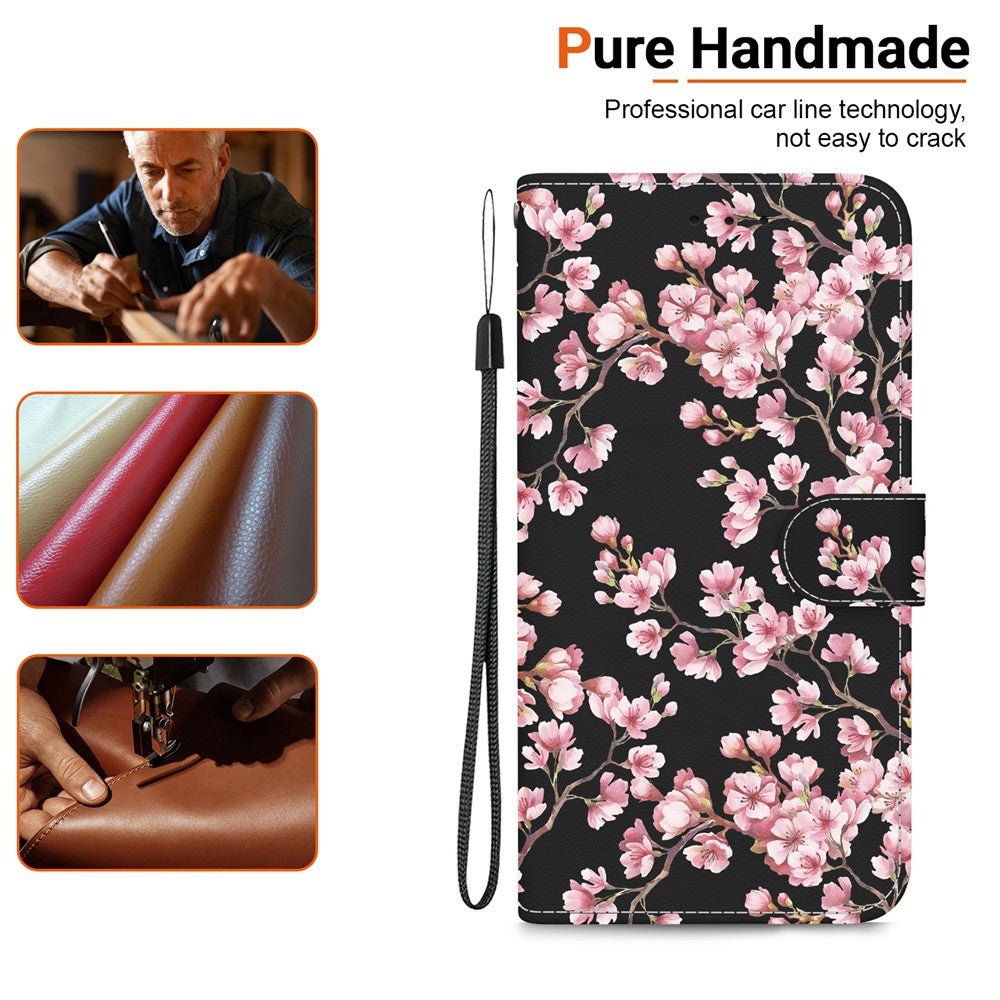 For Oppo Reno13 F 5G Wallet Phone Case Anti-Drop Leather Flip Cover Pattern Printing - Plum Blossom
