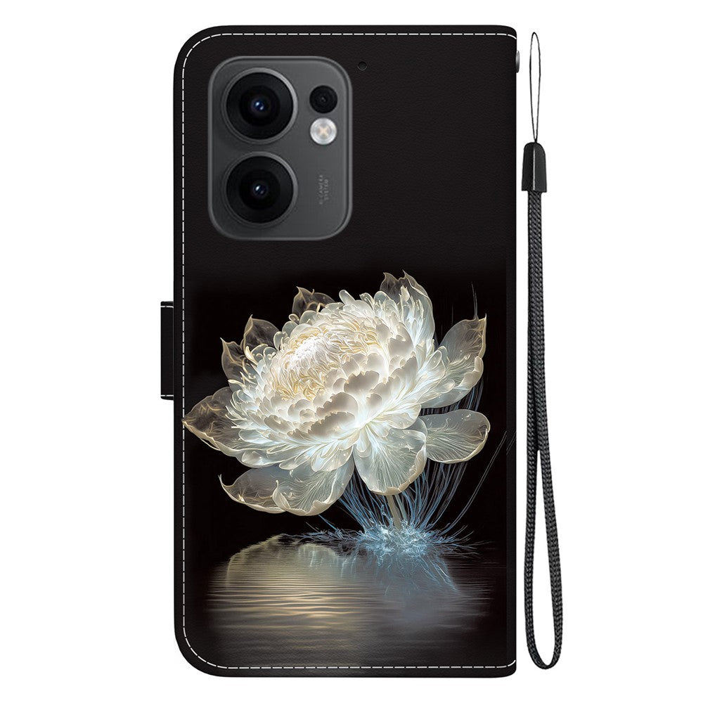 For Oppo Reno13 F 5G Wallet Phone Case Anti-Drop Leather Flip Cover Pattern Printing - Crystal Peony