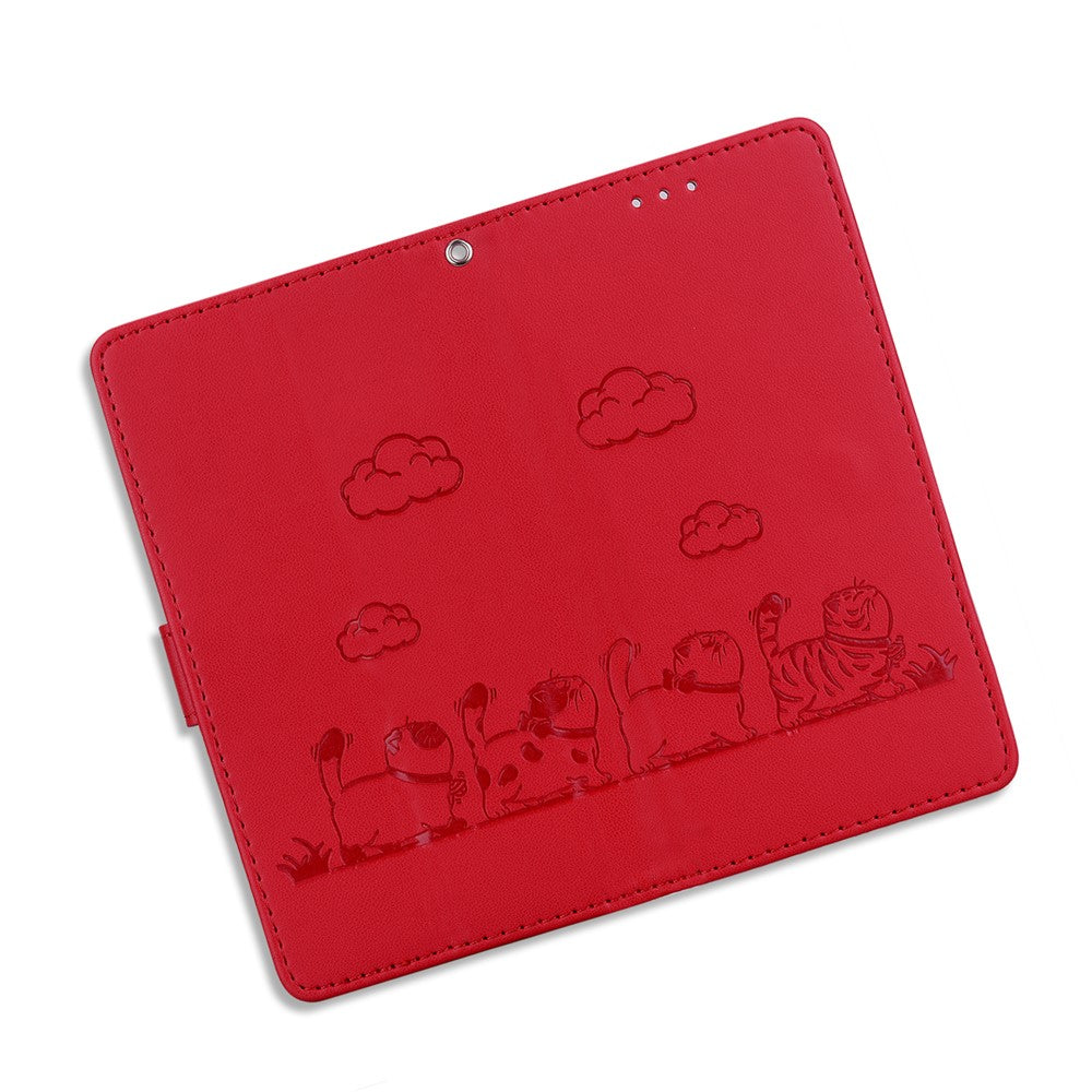 For Oppo Reno13 F 5G Case RFID Blocking Kitten Pattern TPU + PU Leather Phone Cover - Red