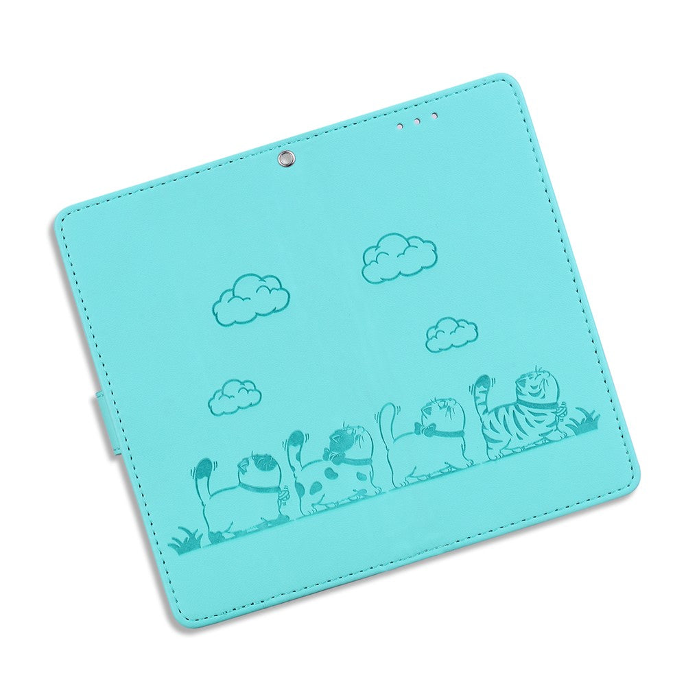 For Oppo Reno13 F 5G Case RFID Blocking Kitten Pattern TPU + PU Leather Phone Cover - Green