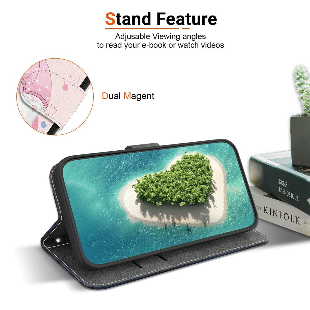 For Oppo Reno13 F 5G Case Pattern Printing Anti-Drop Leather Flip Wallet Phone Cover with Lanyard - Cartoon Couple Bear