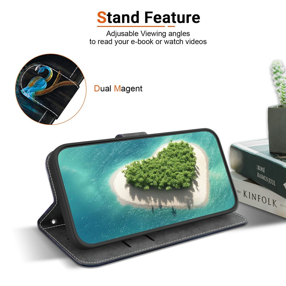 For Oppo Reno13 F 5G Case Pattern Printing Anti-Drop Leather Flip Wallet Phone Cover with Lanyard - Peacock