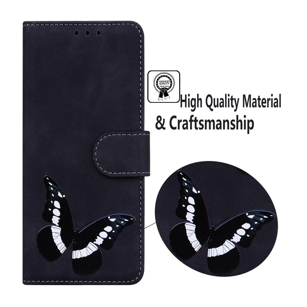 For Oppo Reno13 F 5G Stand Case PU Leather Phone Cover Butterfly Printed - Black