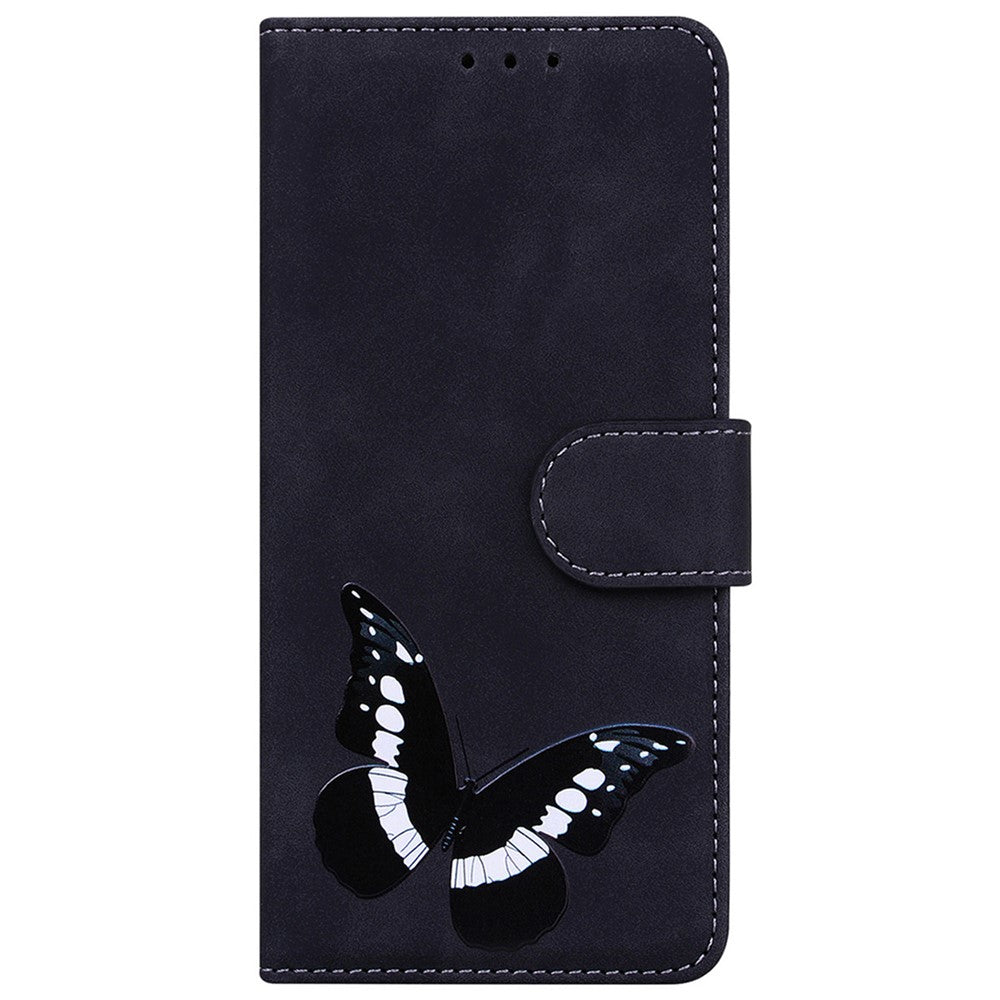 For Oppo Reno13 F 5G Stand Case PU Leather Phone Cover Butterfly Printed - Black