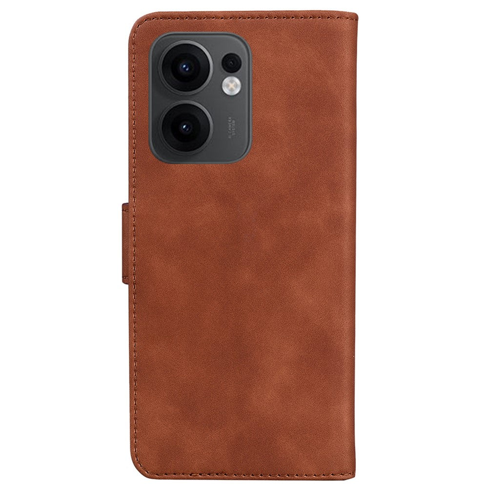 For Oppo Reno13 F 5G Stand Case PU Leather Phone Cover Butterfly Printed - Brown