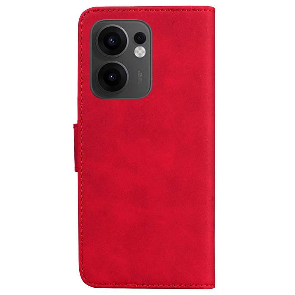 For Oppo Reno13 F 5G Stand Case PU Leather Phone Cover Butterfly Printed - Red