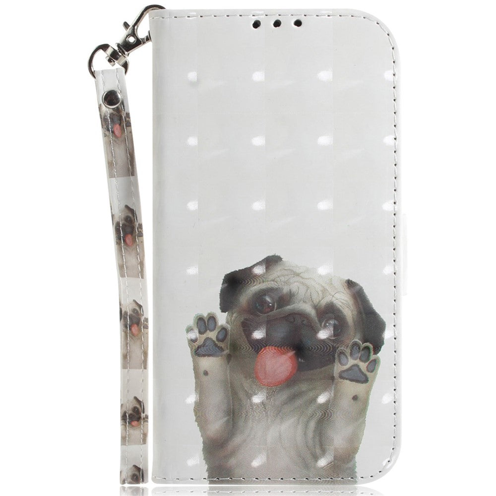 For Oppo Reno13 F 5G Case Pattern Printing Leather Wallet Phone Cover with Wrist Strap - Pug