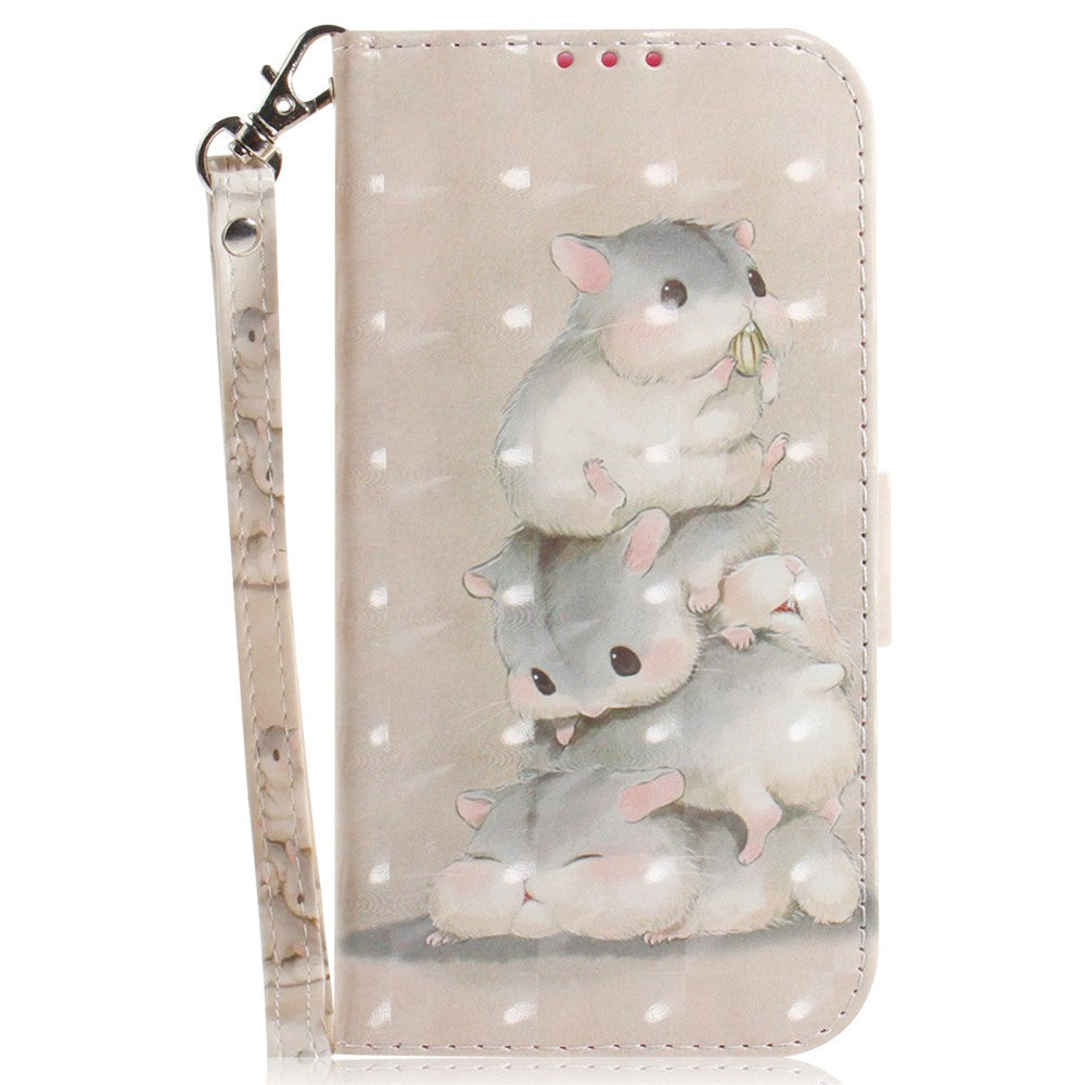 For Oppo Reno13 F 5G Case Pattern Printing Leather Wallet Phone Cover with Wrist Strap - Stacking Squirrels