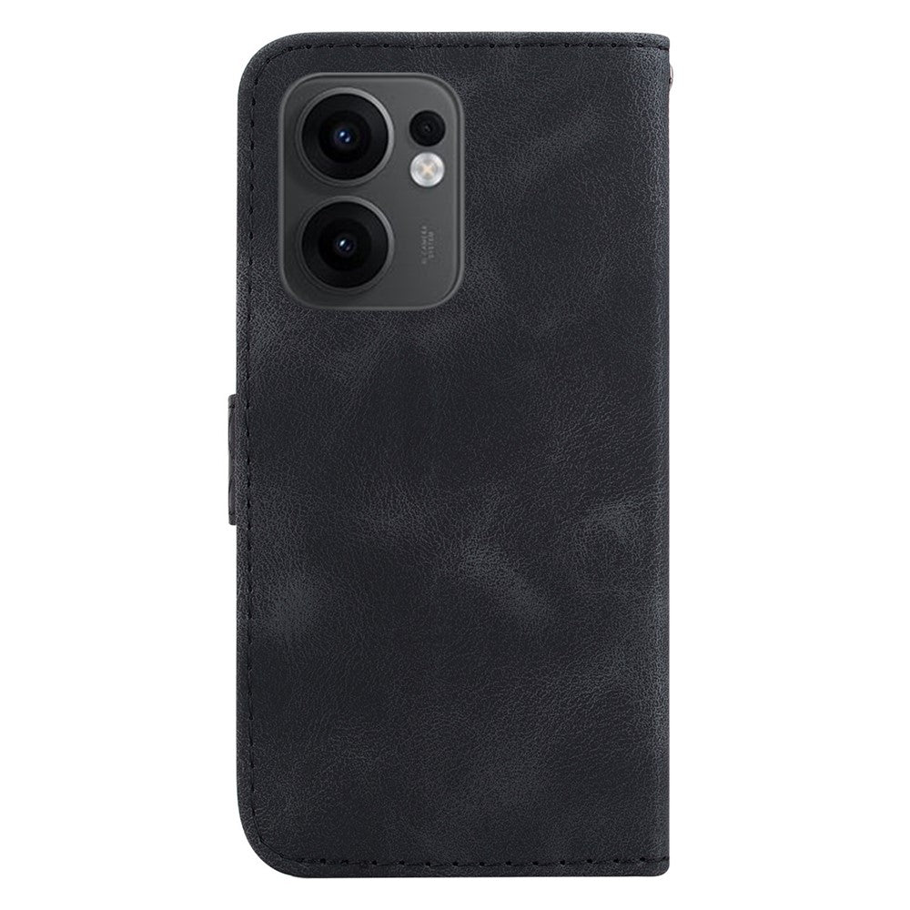 For Oppo Reno13 F 5G Stand Case 7-Shaped Pattern Imprint Leather Phone Cover - Black
