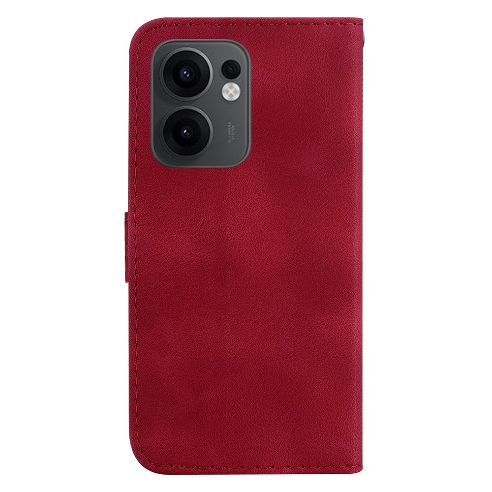 For Oppo Reno13 F 5G Stand Case 7-Shaped Pattern Imprint Leather Phone Cover - Red