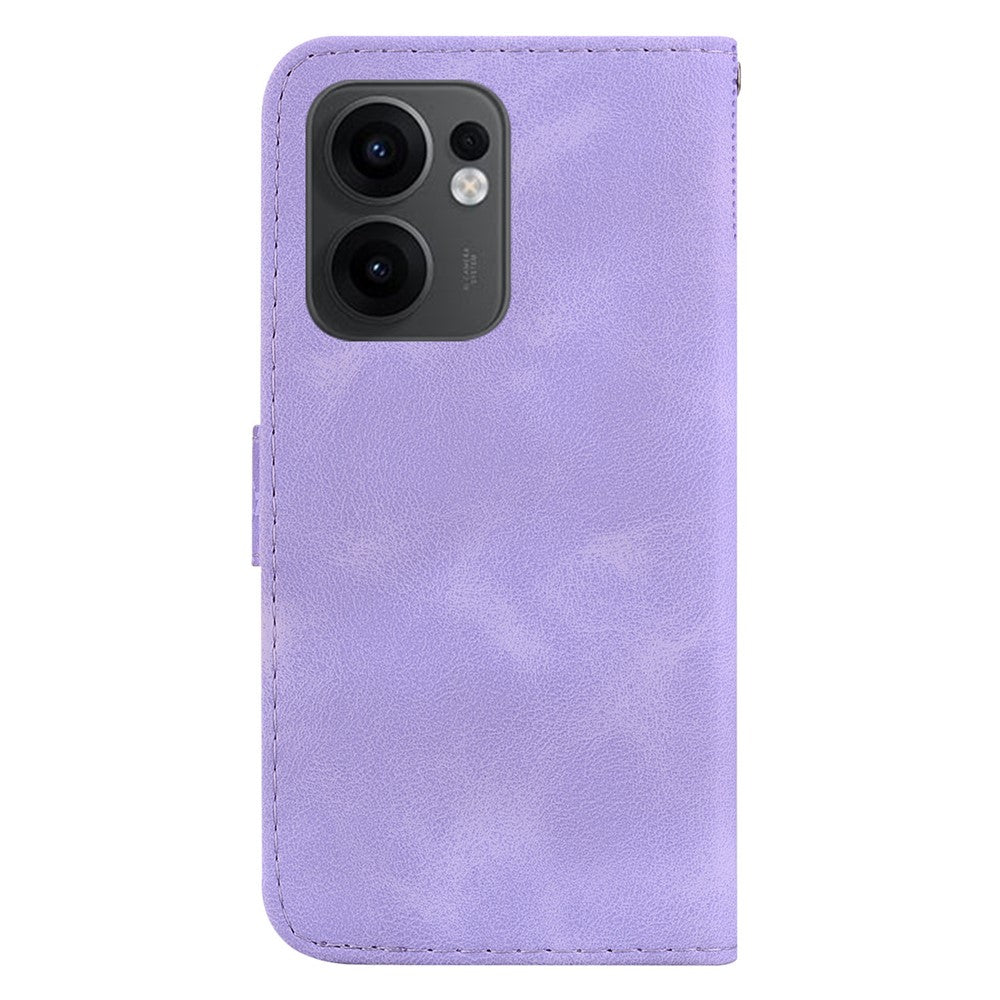 For Oppo Reno13 F 5G Stand Case 7-Shaped Pattern Imprint Leather Phone Cover - Purple