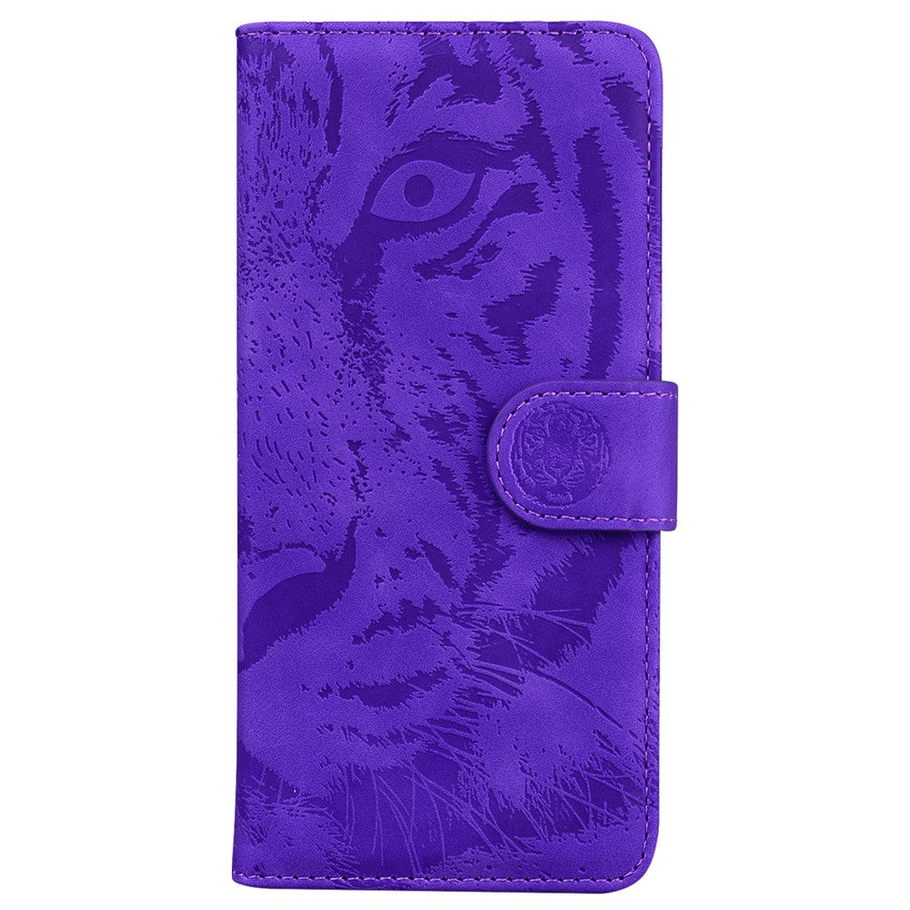 For Oppo Reno13 F 5G Case Tiger Imprint Leather Wallet Phone Cover - Purple