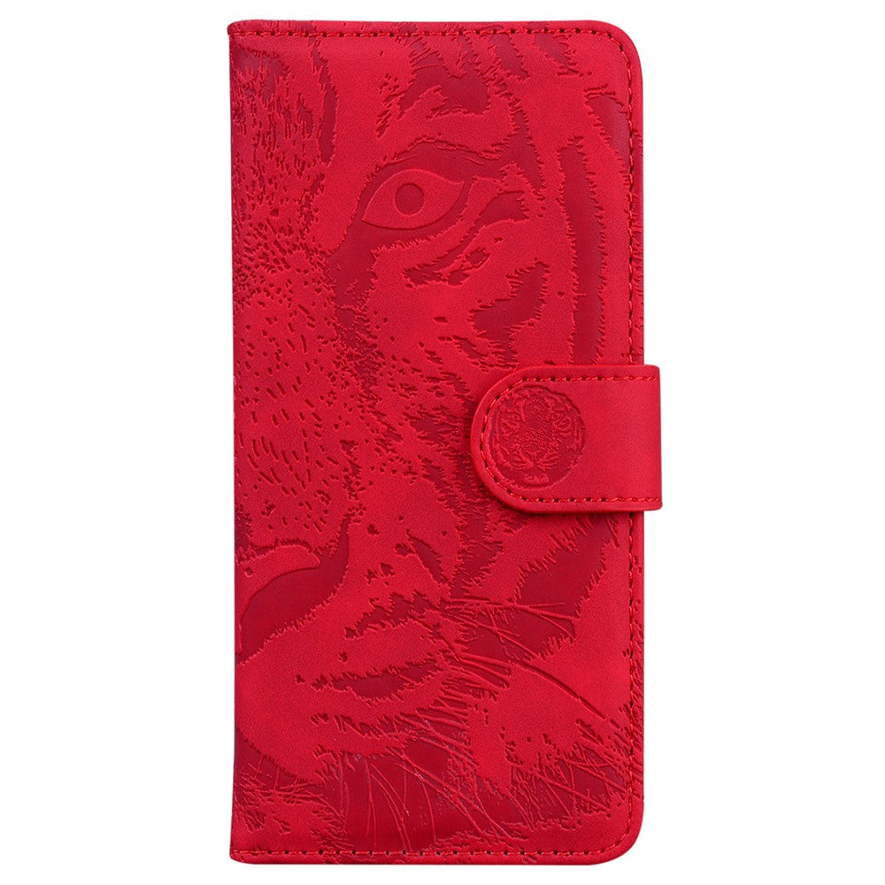 For Oppo Reno13 F 5G Case Tiger Imprint Leather Wallet Phone Cover - Red