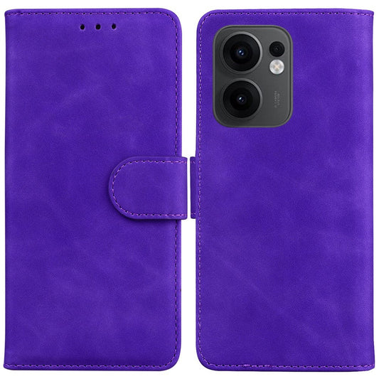 For Oppo Reno13 F 5G Case Solid Color Leather Wallet Phone Cover - Purple