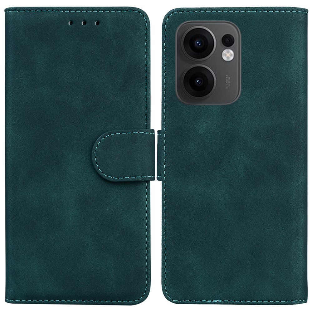 For Oppo Reno13 F 5G Case Solid Color Leather Wallet Phone Cover - Green