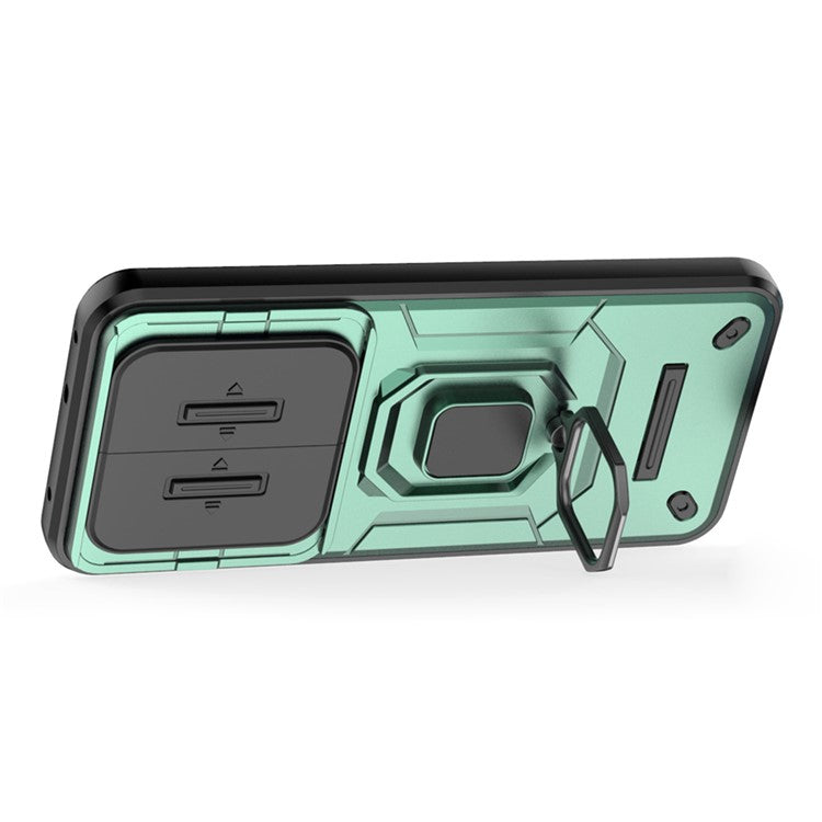 For Realme 14 Pro+ 5G Case PC + TPU Kickstand Phone Protector with Lens Cover - Green