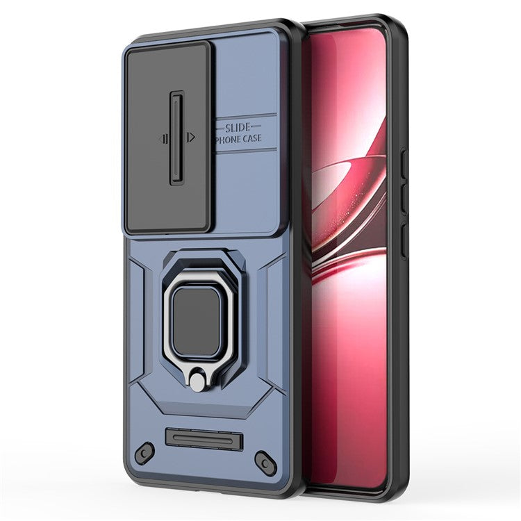 For vivo V50 5G Case PC + TPU Kickstand Phone Protector with Lens Cover - Blue