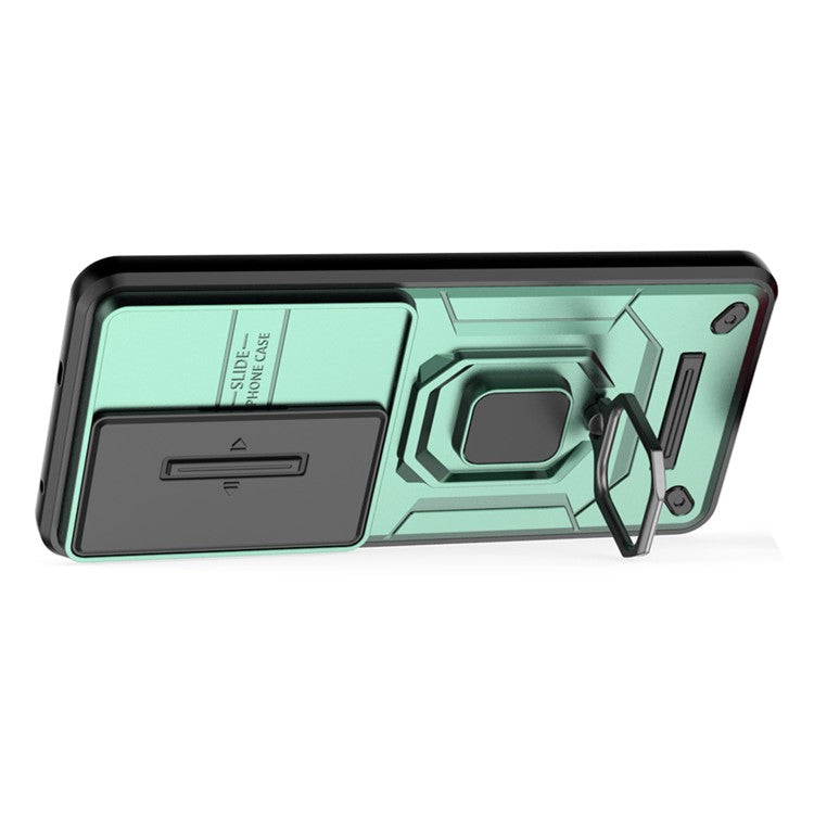 For vivo V50 5G Case PC + TPU Kickstand Phone Protector with Lens Cover - Green