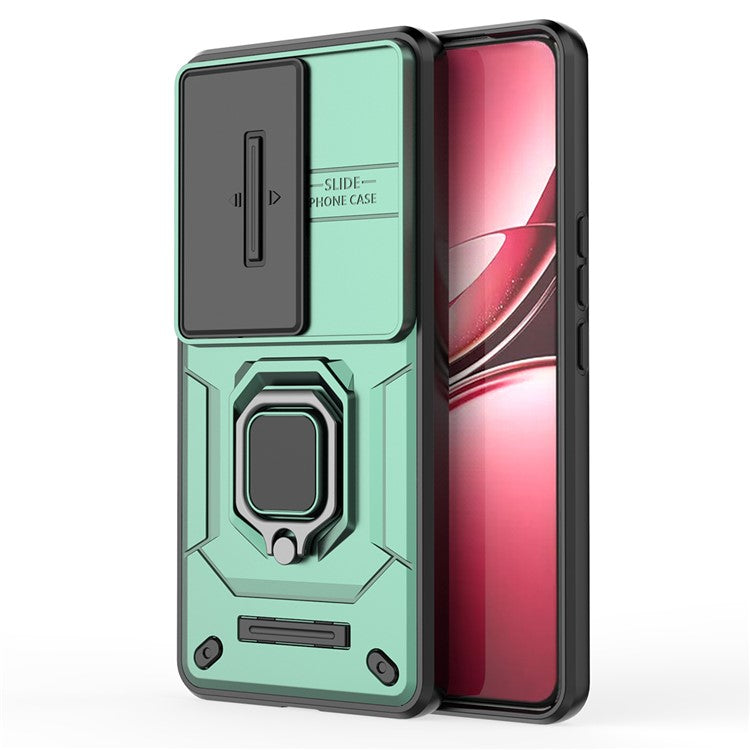 For vivo V50 5G Case PC + TPU Kickstand Phone Protector with Lens Cover - Green