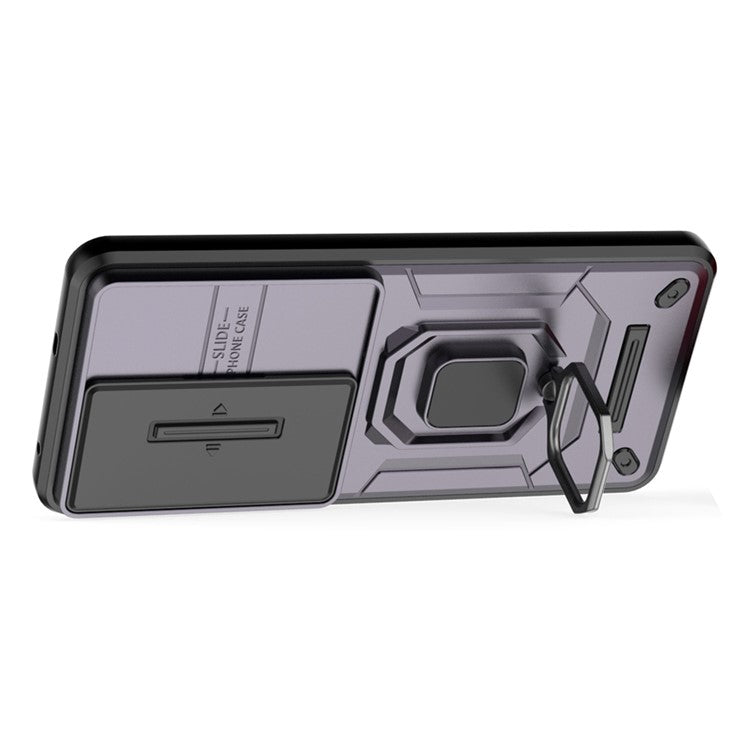 For vivo V50 5G Case PC + TPU Kickstand Phone Protector with Lens Cover - Purple