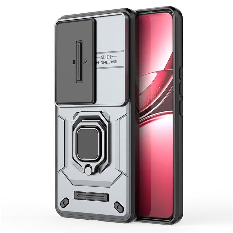 For vivo V50 5G Case PC + TPU Kickstand Phone Protector with Lens Cover - Grey
