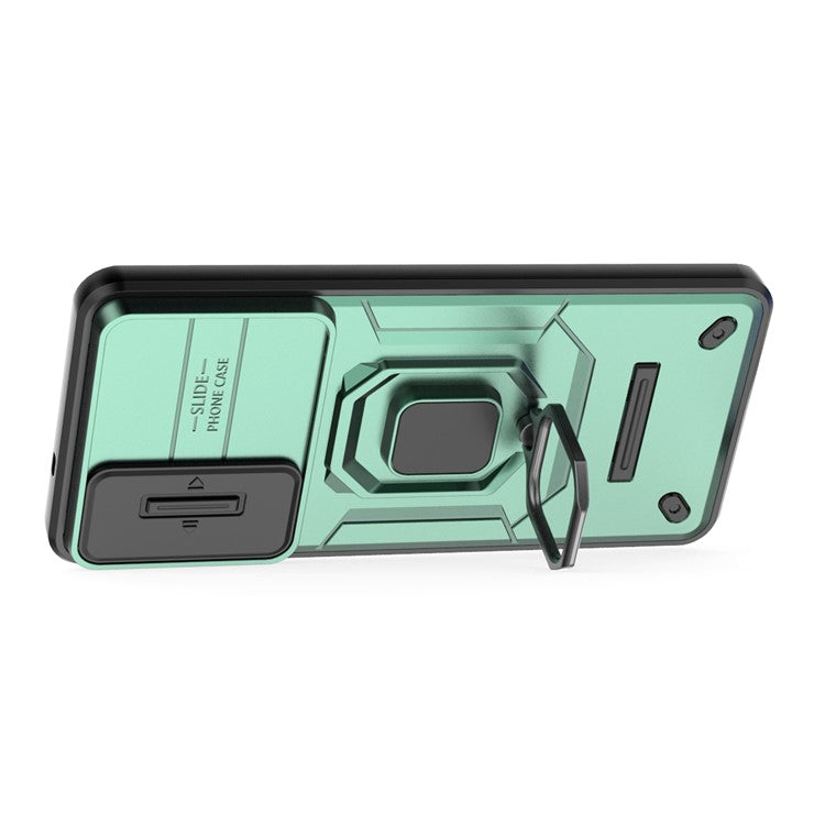 For Samsung Galaxy S25 Edge Case PC + TPU Kickstand Phone Protector with Lens Cover - Green