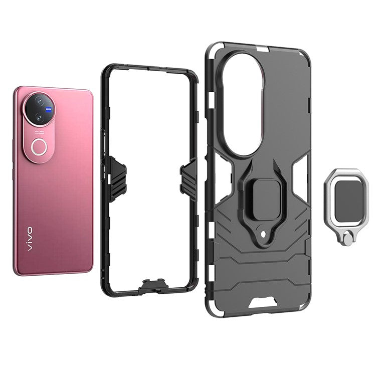 For vivo V50 5G Case PC + TPU Protective Phone Cover with Ring Kickstand - Blue