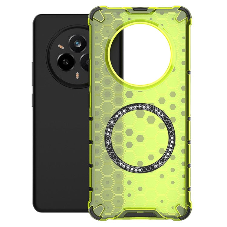 For Realme 14 Pro 5G Case Compatible with MagSafe Honeycomb Design TPU + PC Phone Cover - Green