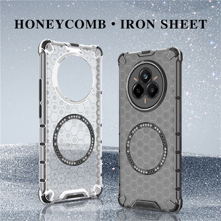 For Realme 14 Pro 5G Case Compatible with MagSafe Honeycomb Design TPU + PC Phone Cover - Green