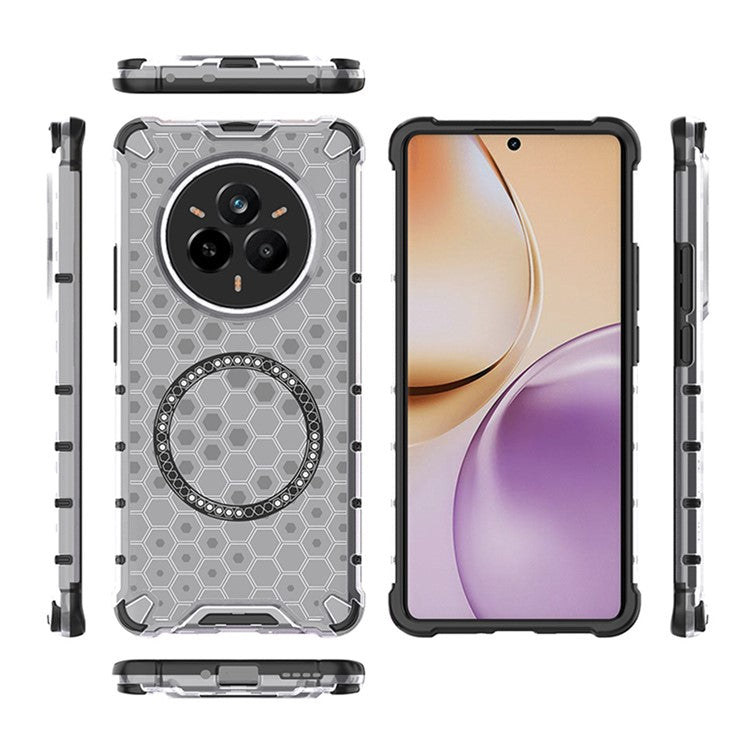 For Realme 14 Pro 5G Case Compatible with MagSafe Honeycomb Design TPU + PC Phone Cover - Green
