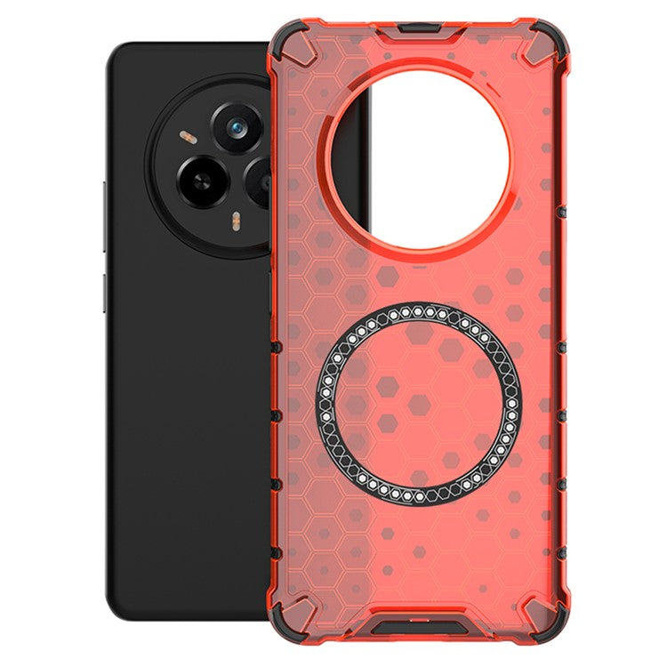 For Realme 14 Pro 5G Case Compatible with MagSafe Honeycomb Design TPU + PC Phone Cover - Red