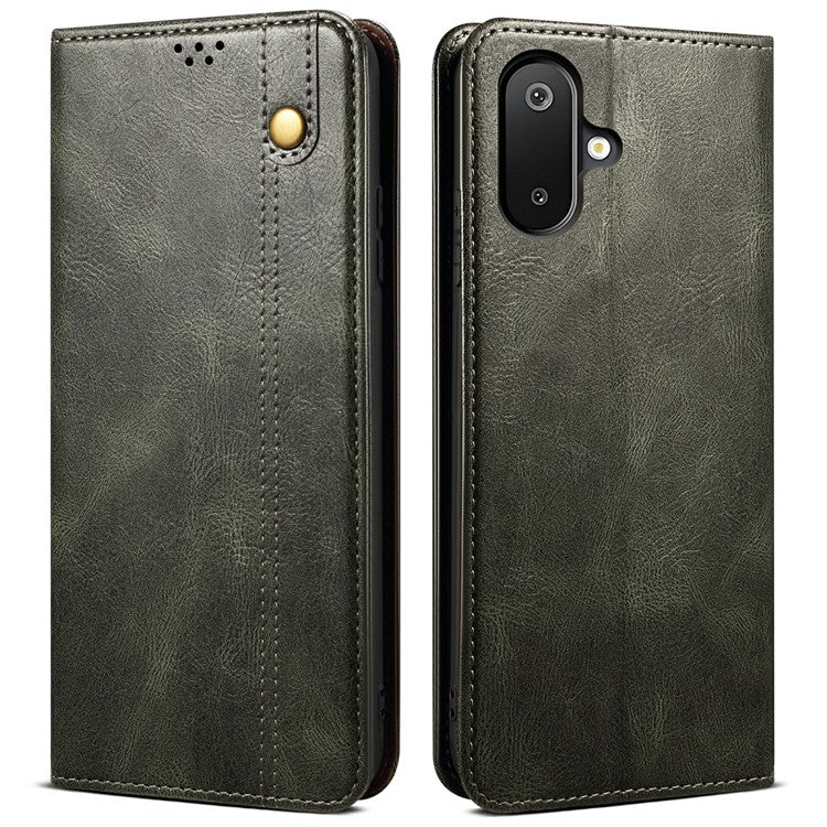 For Samsung Galaxy M06 5G / F06 5G Case Crazy Horse Texture Waxy Leather Wallet Stand Phone Cover - Green