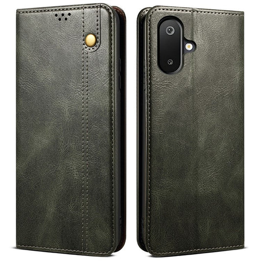 For Samsung Galaxy M06 5G / F06 5G Case Crazy Horse Texture Waxy Leather Wallet Stand Phone Cover - Green