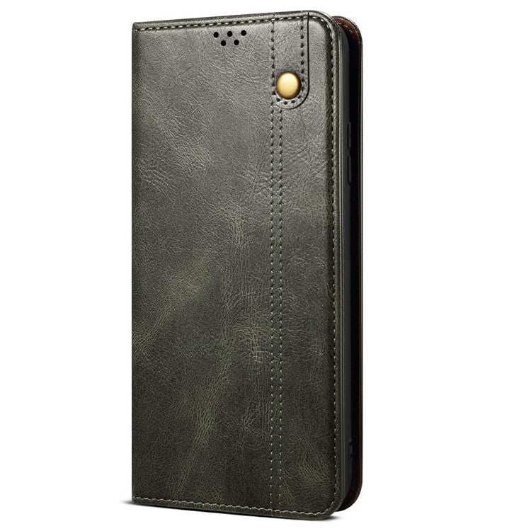 For Samsung Galaxy M06 5G / F06 5G Case Crazy Horse Texture Waxy Leather Wallet Stand Phone Cover - Green