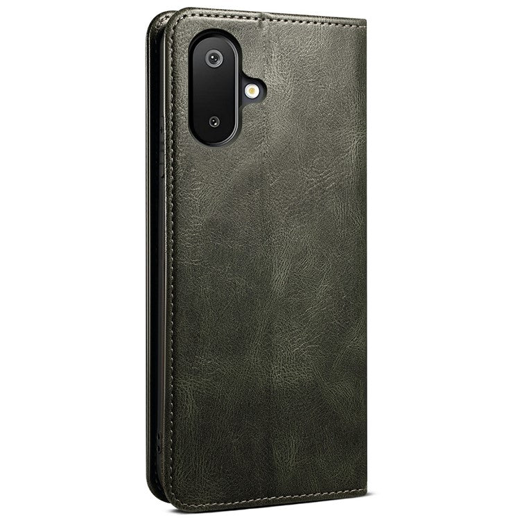 For Samsung Galaxy M06 5G / F06 5G Case Crazy Horse Texture Waxy Leather Wallet Stand Phone Cover - Green