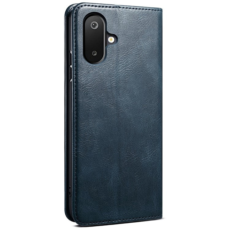 For Samsung Galaxy M06 5G / F06 5G Case Crazy Horse Texture Waxy Leather Wallet Stand Phone Cover - Blue