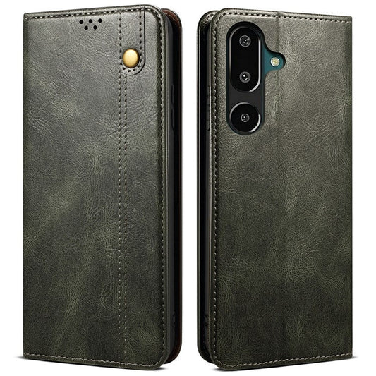 For Samsung Galaxy M16 5G / F16 5G Case Crazy Horse Texture Waxy Leather Wallet Stand Phone Cover - Green