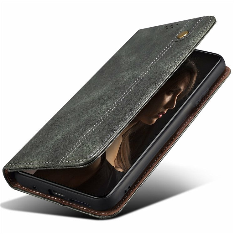For Samsung Galaxy M16 5G / F16 5G Case Crazy Horse Texture Waxy Leather Wallet Stand Phone Cover - Green