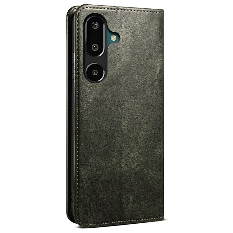 For Samsung Galaxy M16 5G / F16 5G Case Crazy Horse Texture Waxy Leather Wallet Stand Phone Cover - Green