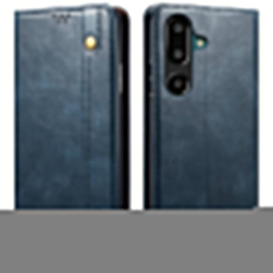 For Samsung Galaxy M16 5G / F16 5G Case Crazy Horse Texture Waxy Leather Wallet Stand Phone Cover - Blue